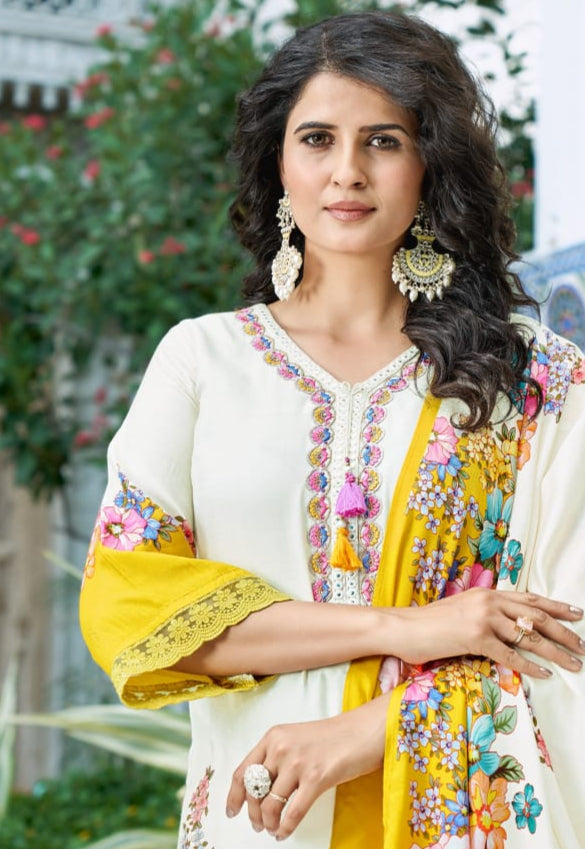 Elegant  Punjabi Set with Handwork & Lace Detailing – 4 Colour Options