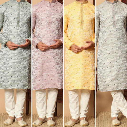 Men’s Jacquard Sequin Kurta-Set