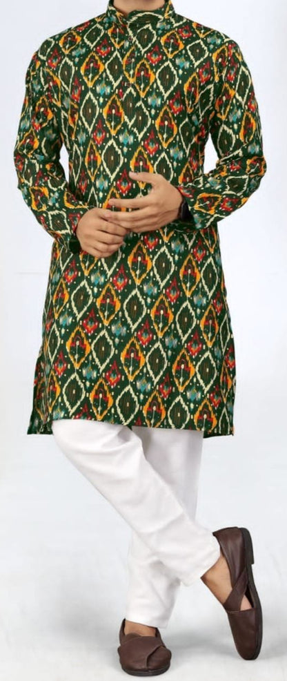 Men’s Heavy Rayon Foil-Print Kurta