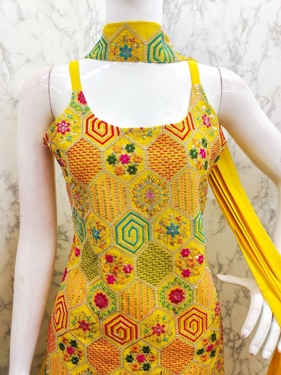 The Multicolour Magic – Embroidered Palazzo Set ✨ Colours: Pink | Yellow | White | Blue