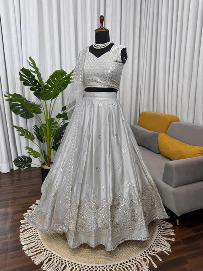 Silver Embroidered Lehenga Set | Boutique Luxe