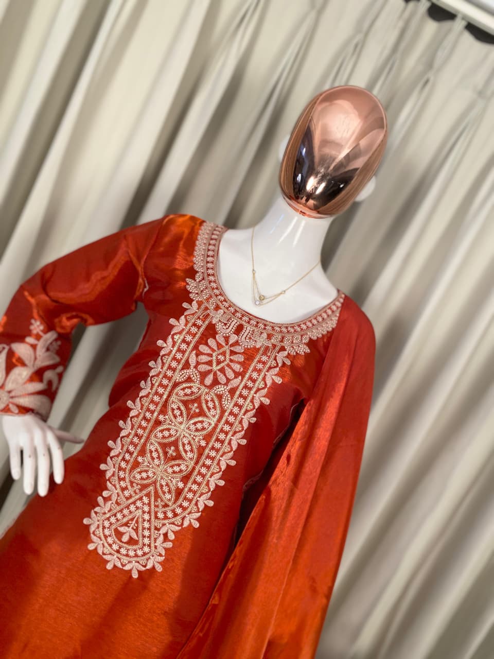 Orange Designer Embroidered Top & Sharara Set | Ready-to-Wear