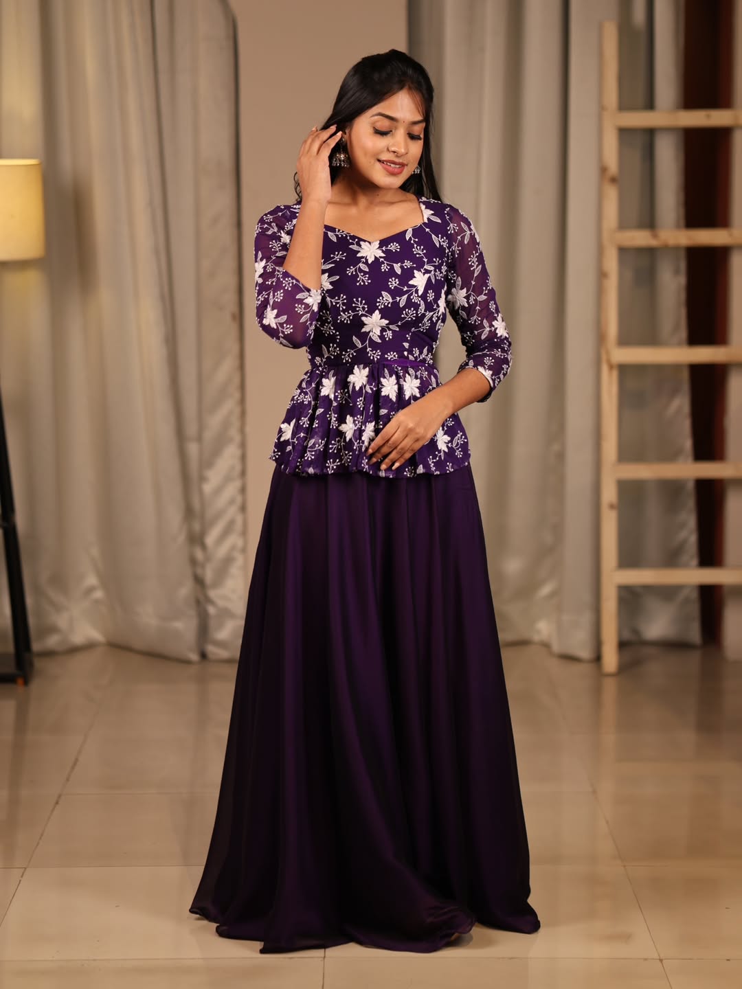 Grape Peplum Lehenga Set | Designer Ready-to-Wear