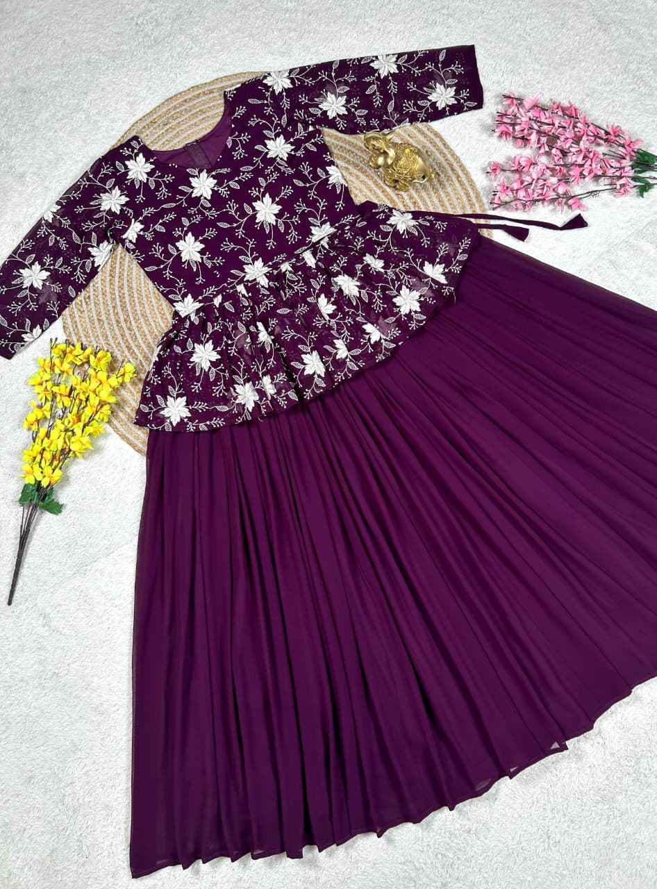 Grape Peplum Lehenga Set | Designer Ready-to-Wear