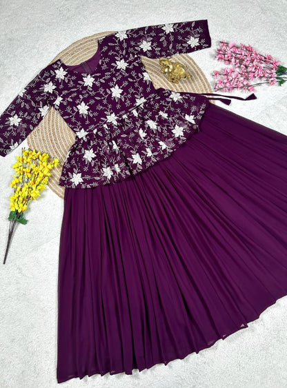 Grape Peplum Lehenga Set | Designer Ready-to-Wear