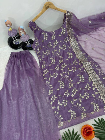 Embroidered Organza 3-Piece Suit Set with Dupatta | Light Luxe Occasion Wear