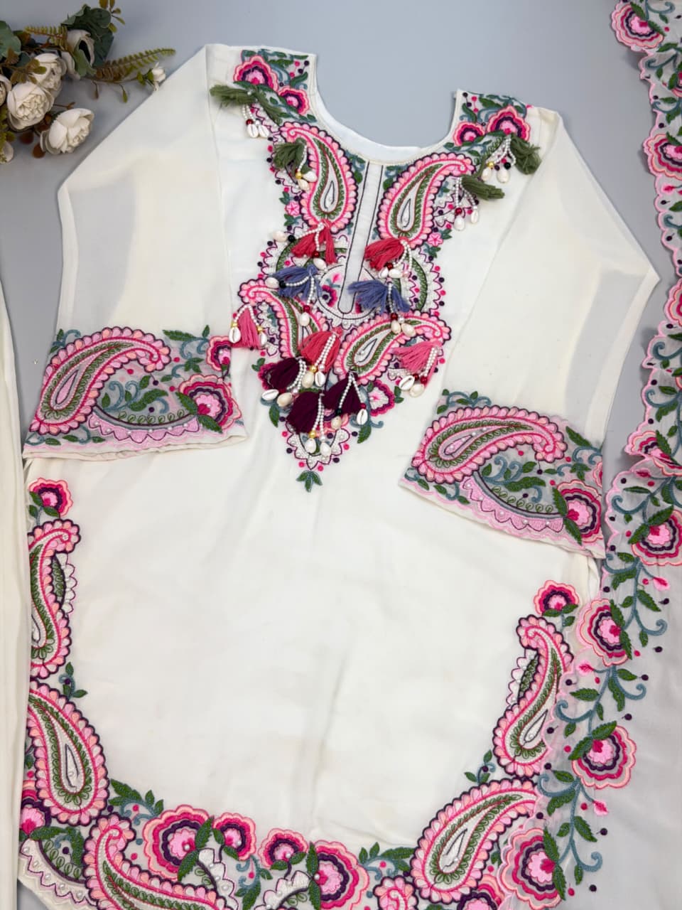 Embroidered  Farshi Palazzo Set with Dupatta