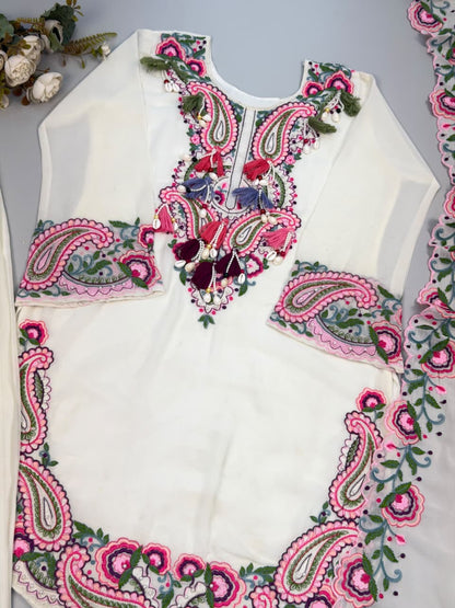 Embroidered  Farshi Palazzo Set with Dupatta