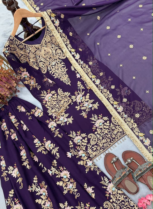Heavy Sequin Embroidered  Palazzo Set with Dupatta