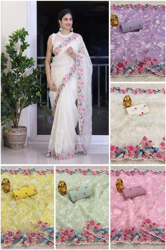 Soft Organza Silk Sequin Embroidered Saree