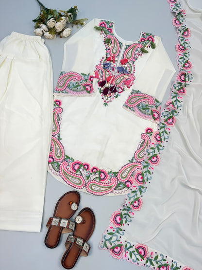 Embroidered  Farshi Palazzo Set with Dupatta