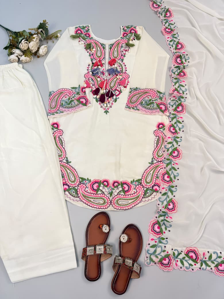 Embroidered  Farshi Palazzo Set with Dupatta