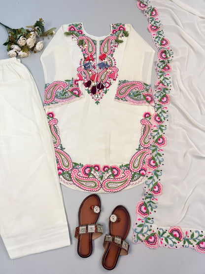 Embroidered  Farshi Palazzo Set with Dupatta