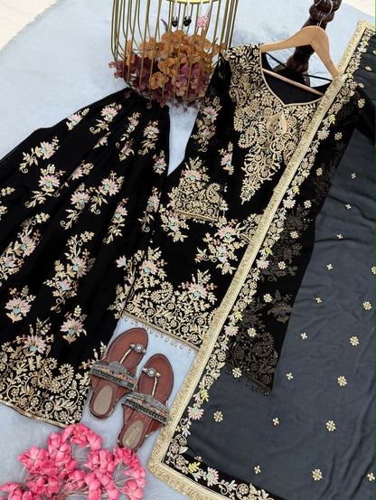Sequin Embroidered  Palazzo Set with Dupatta