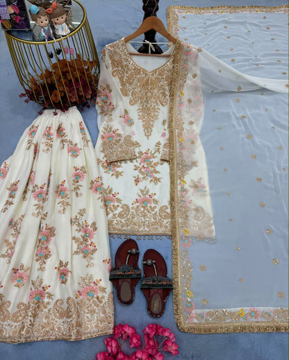 Sequin Embroidered  Palazzo Set with Dupatta