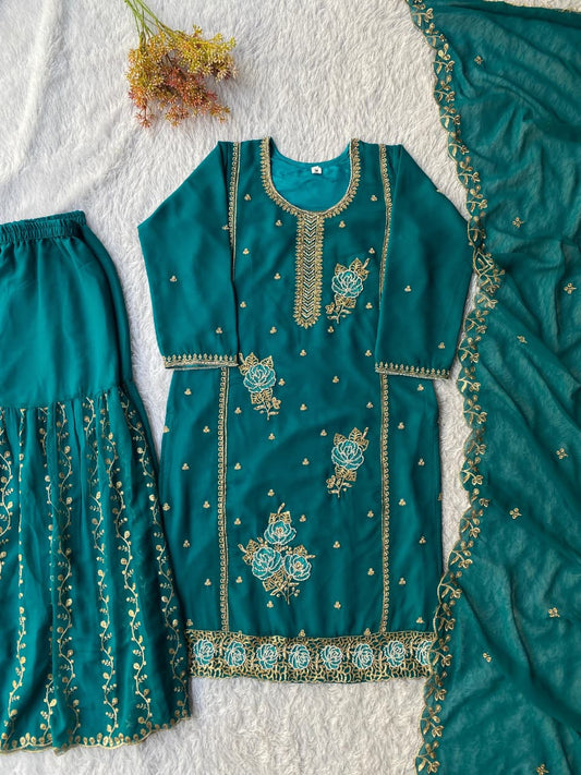 Sequin & Beaded Gharara Set with Dupatta
