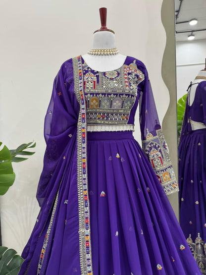 Purple Lehenga with Dori & Sequin Work – Includes Choli & Dupatta