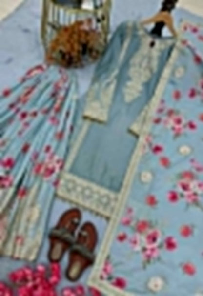 Designer Chinon Silk Palazzo Set with Embroidered Dupatta – Fully Stitched (XS to XXL)