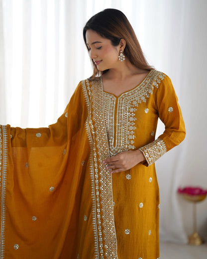 Silk Embroidered Sharara Set – 3-Piece Fully Stitched
