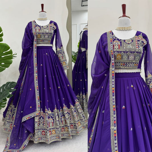 Purple Lehenga with Dori & Sequin Work – Includes Choli & Dupatta